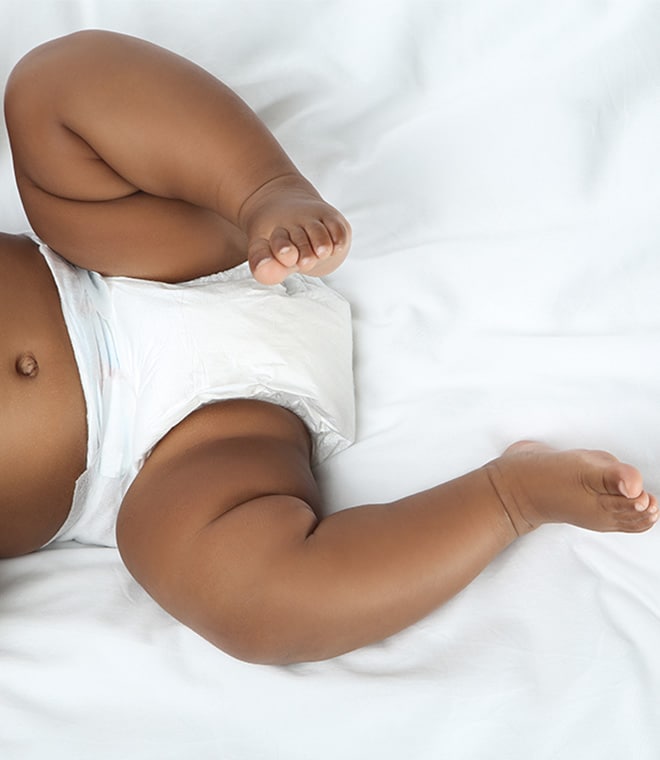 Black baby in diaper