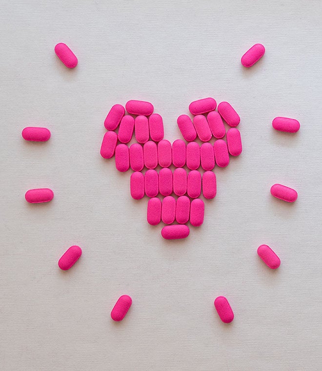 Pink pill heart