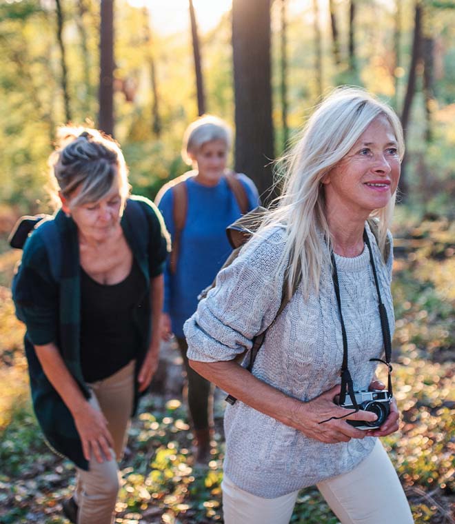 Women in their 60s hiking
