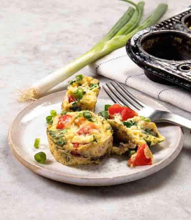 Spinach and Parmesan egg bites on plate