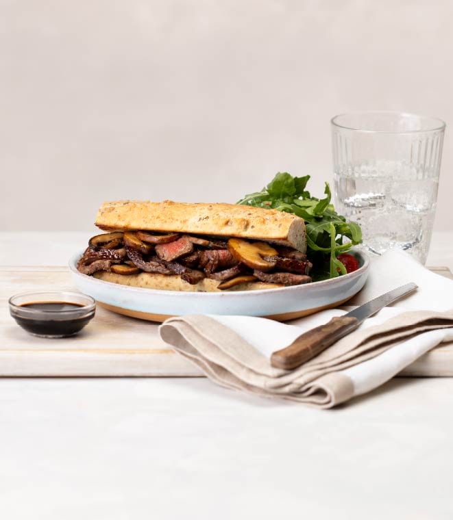 Steak and portobello sandwich