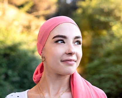 Young woman with head wrap