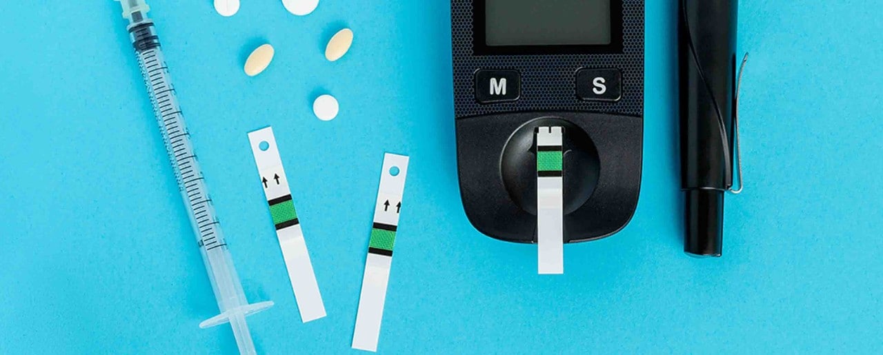 diabetes medicine and testing equipment